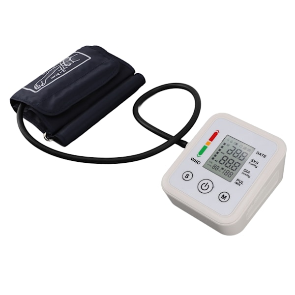 Blodtrycksmätare Överarm LCD-display Stora siffror Batteri USB-driven Automatisk BP-maskin DC6V för hemmet