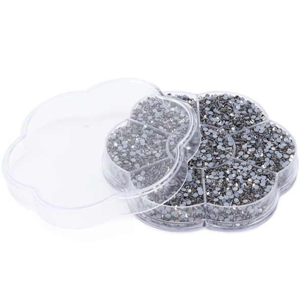 14400 stk. flade bagsiderhinestone, blændende farverige DIY robuste iriserende rhinestones runde perler til manicure makeupTransparent grå