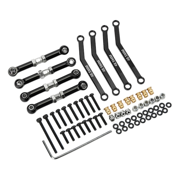 8PCS Högt Markfrigång Fram Länkar Set 1/24 Aluminiumlegering Stål Slitstark Crawler Bil Upphängnings Länkar Set för FMS Svart