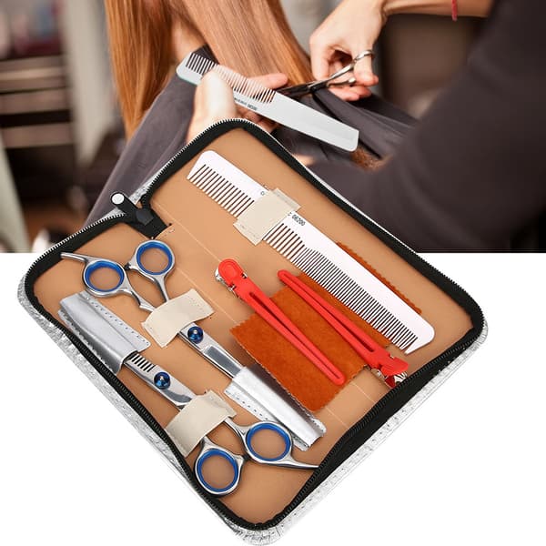 5 stk. Professionel Hår Saks Kam Barber Frisør Klippe Værktøj Sæt Sølv