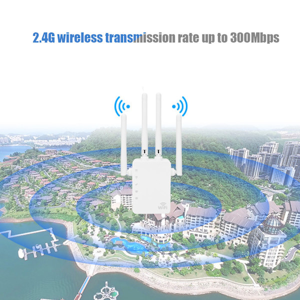 WiFi-toistin 1200M langaton laajennin 2.4G/5G kaksoisverkkoportissa ulkoinen 4 antennia 100-240V (US)