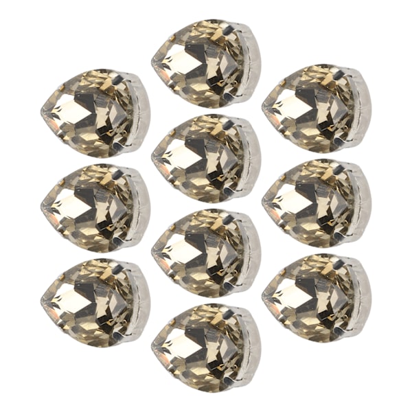 10 stk sy på rhinestones krystaller skinnende knapper dekorasjon for DIY håndverk klær sko vesker (0,71 x 0,75 tommer lysebrun dråpeformet)