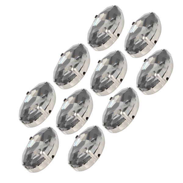 10 st sy på strass kristaller glänsande knappar dekoration för DIY hantverk kläder skor väskor 0,71 x 0,98 tum grå oval