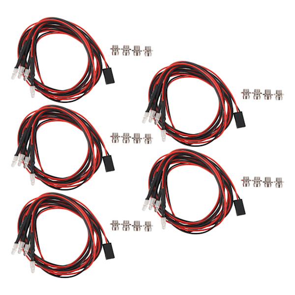 5Pcs RC Car Front LED Light 7.4V 3mm Beads White Red Durable Silicone RC Car LED Light Kit for Repair Replacement