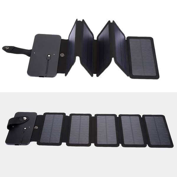 Udendørs foldbart USB solpanel mobilbank smartphone strømforsyning oplader sort