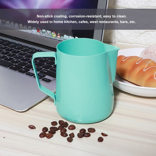 Husholdnings kaffekanne i rustfritt stål, kopp for melkeskumming, tilbehør til latte art, 600 ml blå