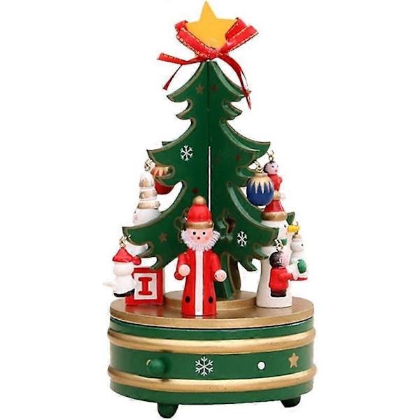Speldosa Julgran, Träspeldosa Julgran med Hängande Ornament Julgransrotering
