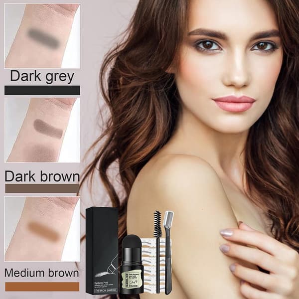 One Step Øjenbryns Stempel Formningssæt Øjenbrynspudder Stempel Makeup Langtidsholdbar Opbyggelig Øjenbrynsmakeup