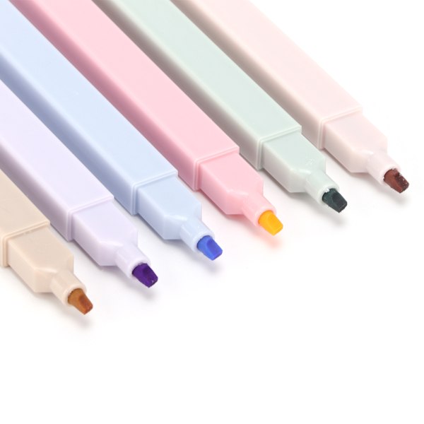 6 stk. highlighter pen til studerende, øjenbeskyttelse, markering, nøgle, macaron-marker til graffiti, håndkonto, markeringsserie