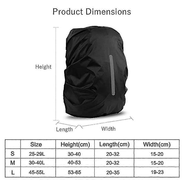 2-pack Vattentätt Regnskydd för Ryggsäck, Reflex Ryggsäcks Regnskydd för Anti-damm/stöldskydd/cykling/vandring/camping/resor/utomhusaktiviteter
