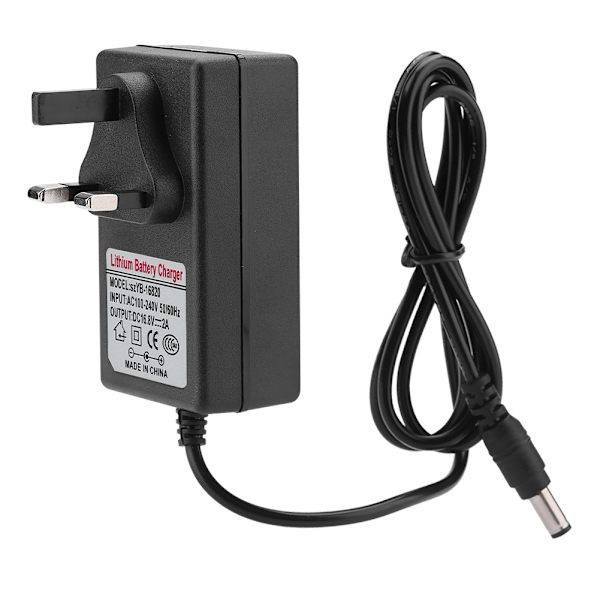 AC100-240V DC 16.8V 2A Ersättningsströmadapter Litiumjonbatteriladdare Säker laddning Storbritannien