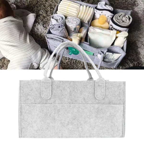 Babyble-arrangør Filt-rejseopbevaringspose Bærbar stor holdertaske til Spar-tøj Babynødvendigheder Kosmetik