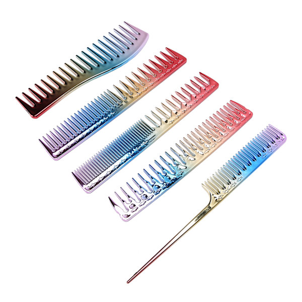 5kpl Space Alumiini Värikäs Gradient Haircut Kampa Salon Kampaamo Kampa Muotoilutyökalu