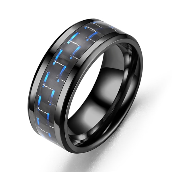 Sort Unisex Fingerring Blå Linje Praktisk Robust Sikker Titanium Stål Ring til Hjemmearbejde Dating