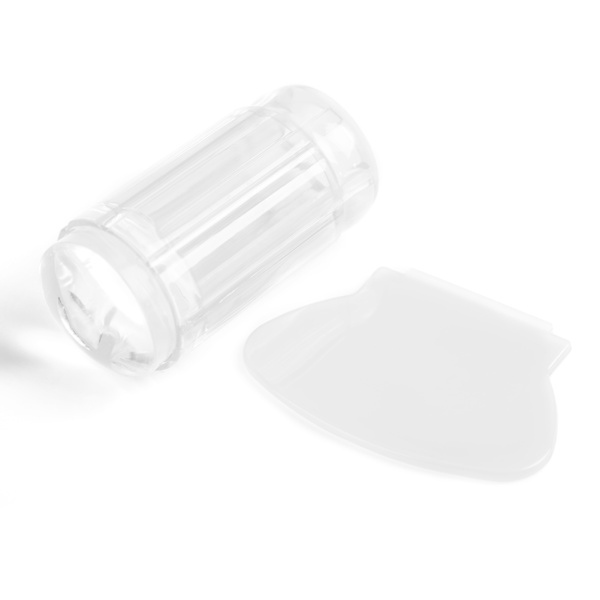 Transparent silikon nagellack tätningshuvud stämpel skrapa nagelkonstverktyg (transparent vit)