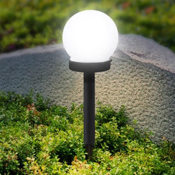 2 Stykker - Hvide Kugel LED Solcelle Havelamper, Automatisk Udendørsbelysning til Plæne, Villa, Park
