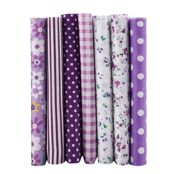 7 st 25*25 cm bomullstyg DIY blandade rutor förskurna sängkläder Duite Quarters Bundle (lila)