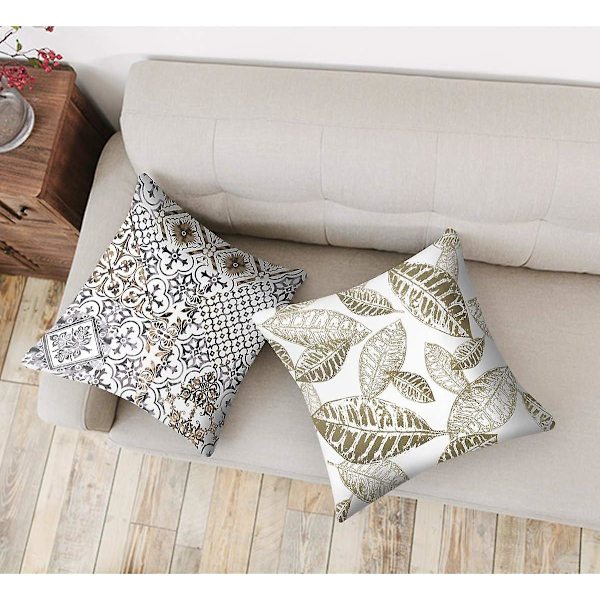 Set med 4 geometriska örngott med print , kuddfodral i linne soffa, heminredning 45x45cm