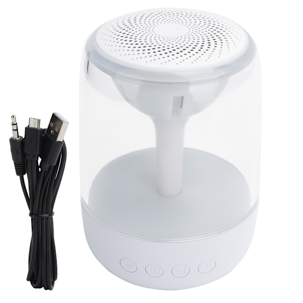Langaton Bluetooth 5.0 -kaiutin HIFI-stereolla ja LED-värivaloilla 5W basso 360° ympäröivä ääni Valkoinen