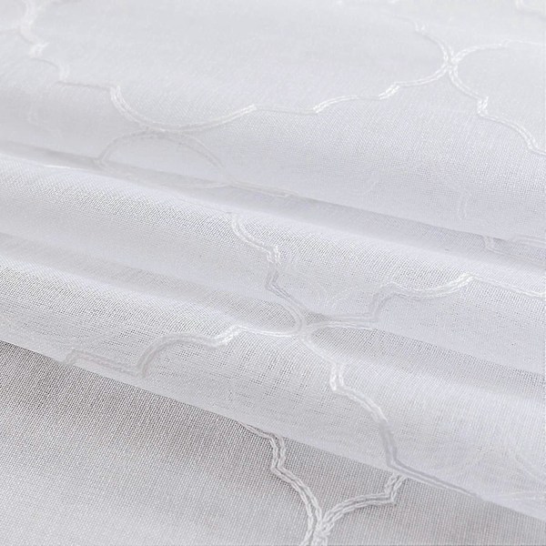 2 Paneler Ensfarvet Marokko Gardiner Vinduesgardin Tynd Glat Elegant Vindues Voile Paneler/Behandling til Soveværelse Stue 140x145cm (B X H) Hvid