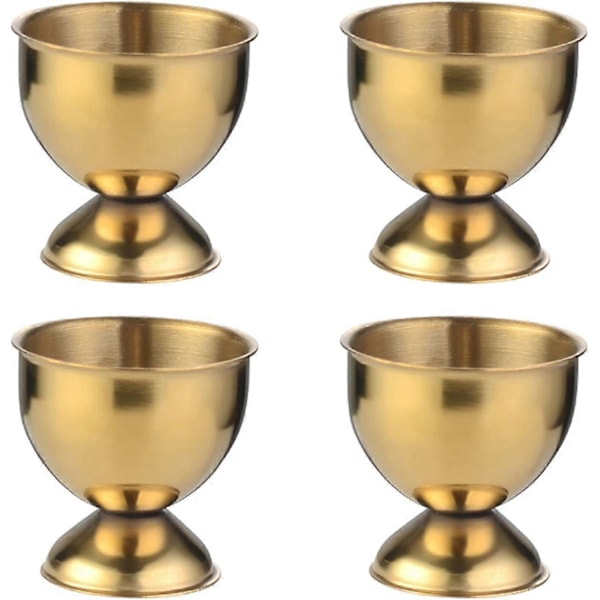 Eggeglass Sett Rustfritt Stål Mykkokte Eggeglass Holder Stativ Eggeglassbrett Inkluderer 4 STK (Gull)