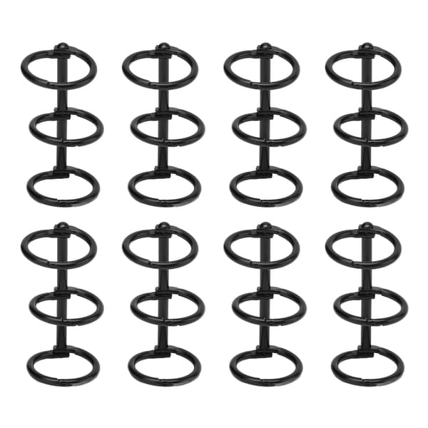 Ringbindsringe Genanvendelige 3-huls galvaniserede metal DIY håndkonto papir løsbladede ringbindsringe Sort