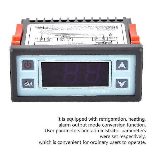 STC-200 Digital Termostat Temperaturregulator Mikrocomputer Køle- Varme Regulator AC