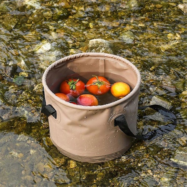 Sammenleggbar bøtte for camping, multifunksjonell fiskebøtte, khaki