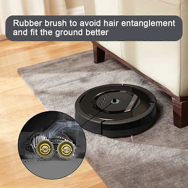 2 Gummiborstkit för iRobot 800 & 900-serien Robotdammsugare, Ersättningsrulleborste för Roomba 850 860 861 866 870 880 890 960 980