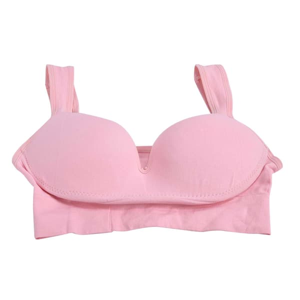 Bekväm stöd-bh för kvinnor, heltäckande trådlös sov-bh, amnings-bh, rosa L
