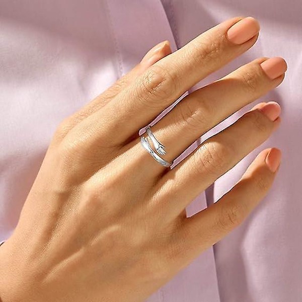 S925 Sterling Sølv Klemmering for Kvinner Tenåringsjenter, Justerbar Ring Smykker Morsdag Bursdagsgaver til Døtre Mamma Søster Kone Venner Bestemor