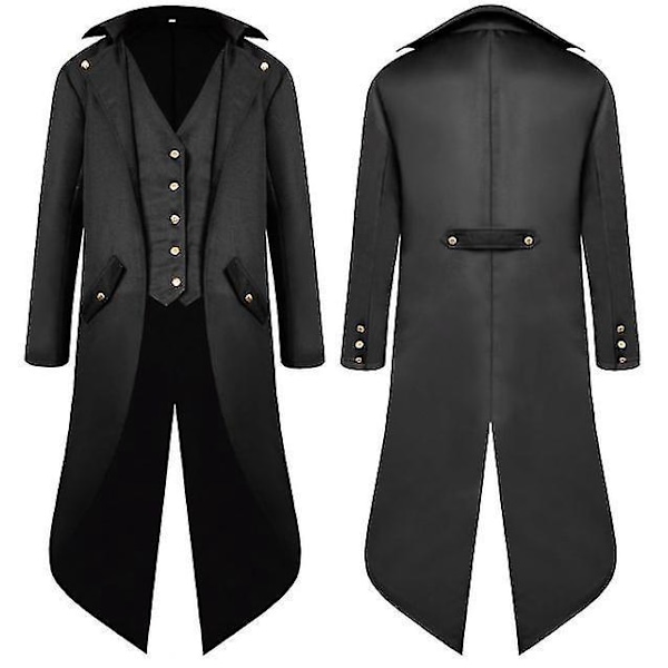 Keskiaikainen Retro Tuxedo Punk Miesten Asuste - Musta 3XL