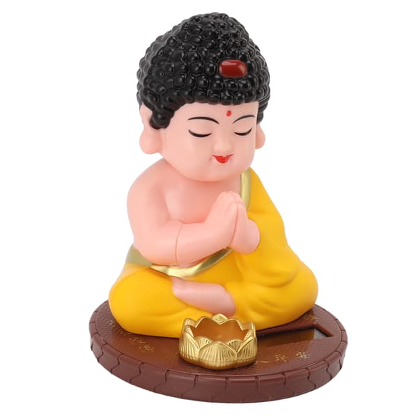 Munkdekoration Auto Nickande Buddha Staty Figur med Solpanel för Hem Bildekorationer