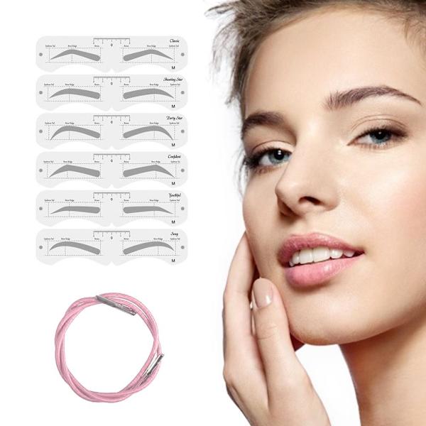 Makeup øjenbryn skabelon sæt PEVA blød øjenbryn shaper med elastikbånd genanvendelig DIY makeup værktøj til begyndere