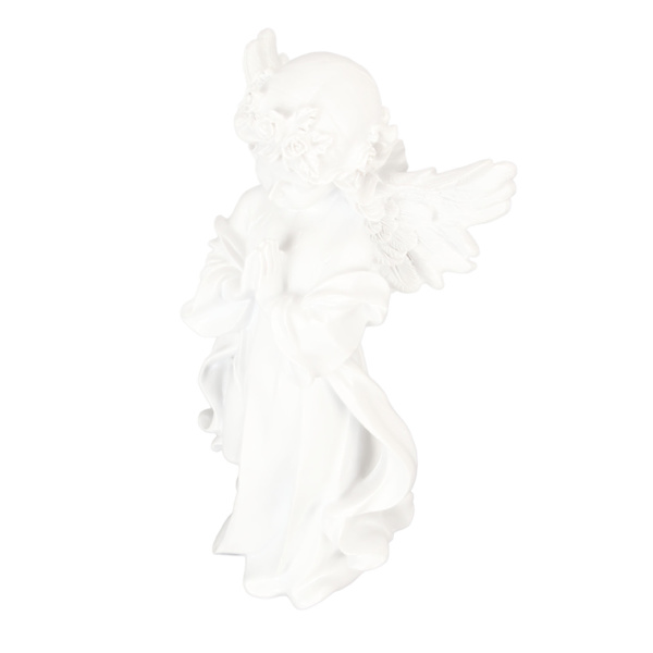 Baby Angel Statue Hvid 10,8 tommer høj håndskåret rige detaljer Holdbar harpiks Cherub figur til Garden Family Office