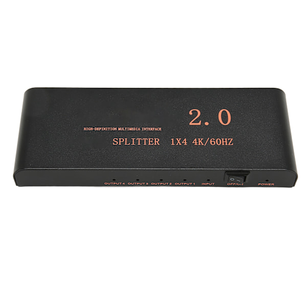 1x4 HD Multimedia Interface Splitter 1 in 4 Out Full HD 3D AV Distributor Box for HD TV DVD Monitor Projector 100‑240V AU Plug