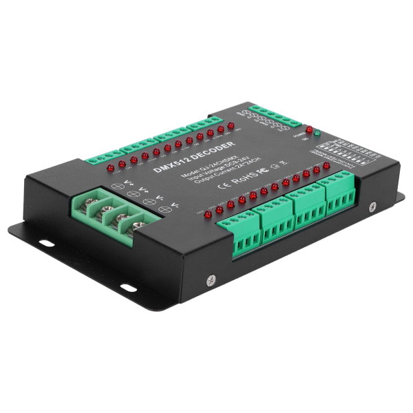 24-kanals DMX512-avkodningskontroll LED Färg RGB Strip Lights Controller med DIP