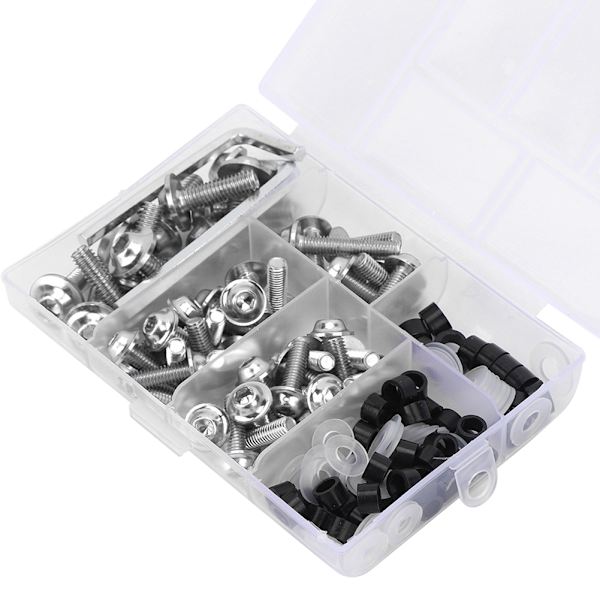 158 st/set Universal Fairing Bolts Packning Nyckel Kit Motorcykel TillbehörSilver