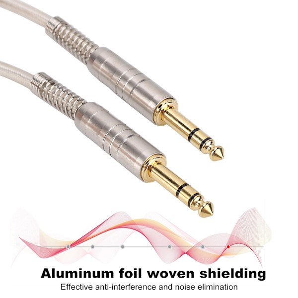 Forgyldt 6,35 mm han til han adapter stereo forlænger lydkabel stik ledning (5M)