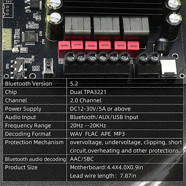 NY S200HS-W Bluetooth 5.2 Subwoofer Digital Forstærker Board
