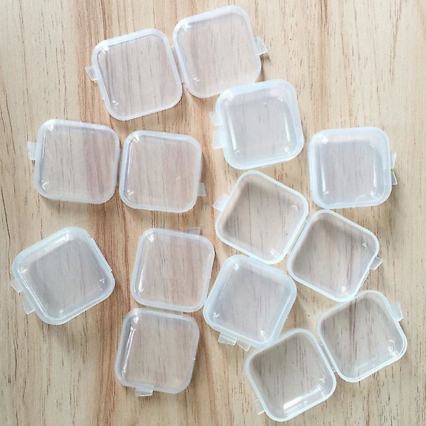10 stk Mini Oppbevaringsboks Gjennomsiktig Firkantet Plastboks