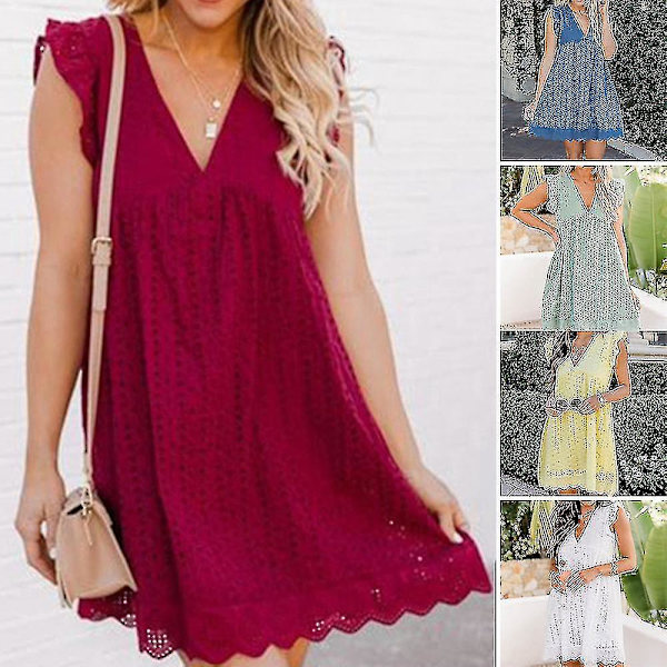 California Sommer 2022 V-hals Pink Romper Kjole