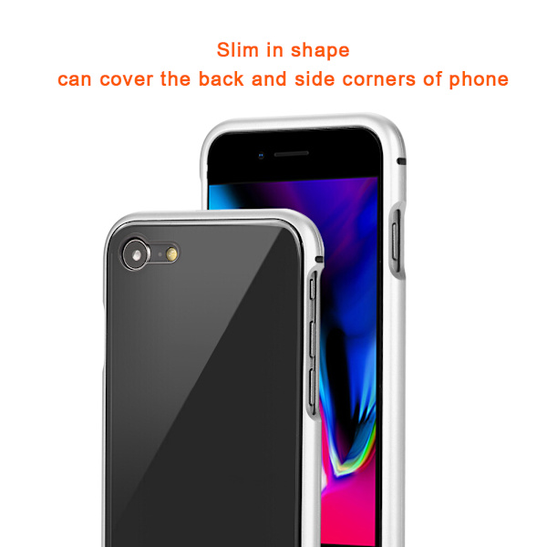 Magneettinen imukykyinen karkaistu lasinen puhelimen suojakotelo iPhone 8:lle hopea