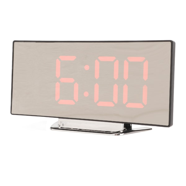 Spegel Digital Väckarklocka Temperatur Display LED Böjd Spegel Digital Elektronisk klocka för Hem Sovrum Inredning Röd LED