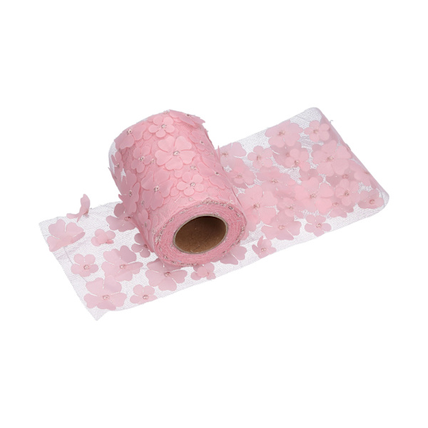 Blomster Tulle Ruller 10cm 10yd Premium Polyester Fleksibel Bred Anvendelse Utsøkte Funklende Tulle RullerPink