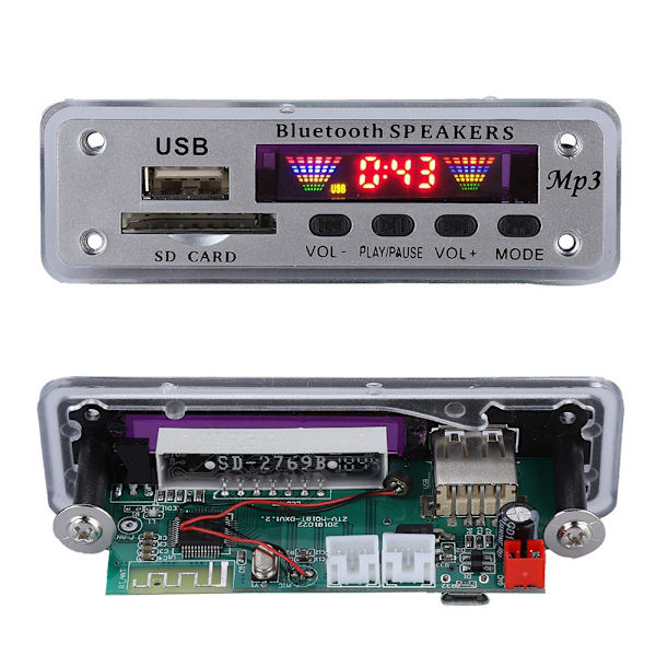 SDM01Bt U-DX Bluetooth 5.0 4 farger skjerm MP3 FM APE FLAC Decode Board Module (sølv)