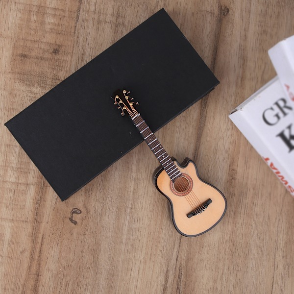 Miniatyr akustisk klassisk gitarmodell Mini tre gitar skrivebordsdekorasjon gaver 16cm