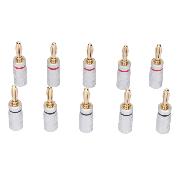 10 kpl Sound Banana Plug 24k Gold Dual Screw Lock kaiutinliitin kaiutinjohdoille kotiteatteri