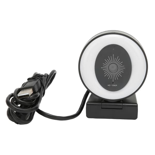 USB webkamera Full HD 1080P 30fps Justerbart ringlys Støyreduserende innebygd mikrofon Strømme-webkamera