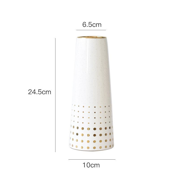 Blomvas 24,5 cm keramisk vitguld dekorativ design